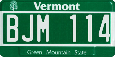 VT license plate BJM114