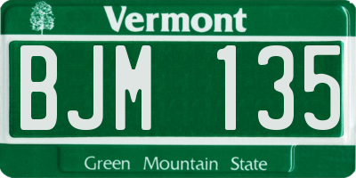 VT license plate BJM135