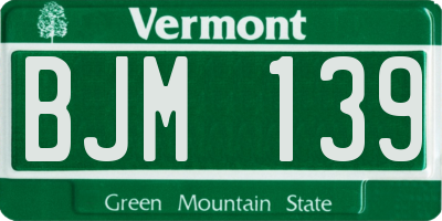VT license plate BJM139