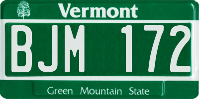 VT license plate BJM172