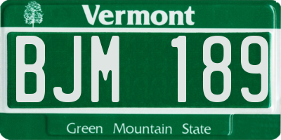 VT license plate BJM189