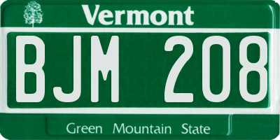 VT license plate BJM208