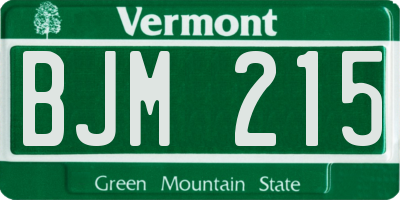VT license plate BJM215