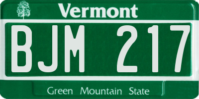 VT license plate BJM217