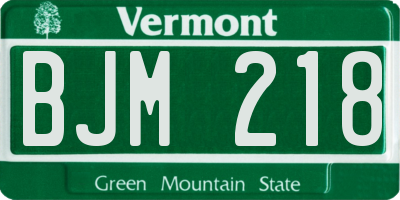 VT license plate BJM218
