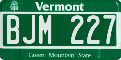 VT license plate BJM227