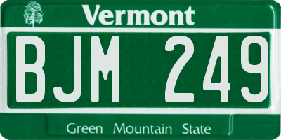 VT license plate BJM249