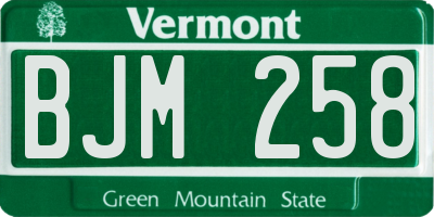 VT license plate BJM258