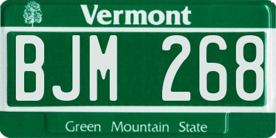 VT license plate BJM268