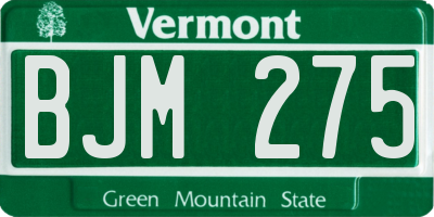 VT license plate BJM275