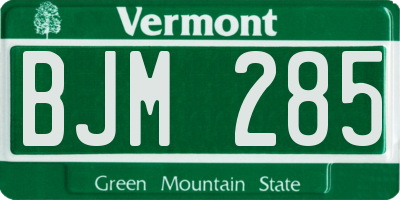 VT license plate BJM285
