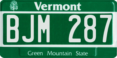 VT license plate BJM287
