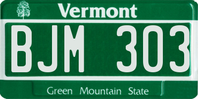VT license plate BJM303