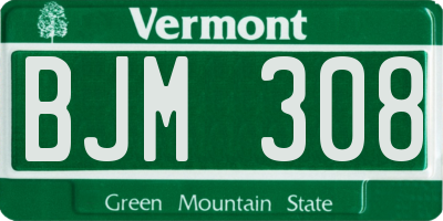 VT license plate BJM308
