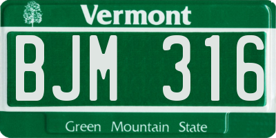 VT license plate BJM316