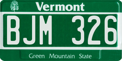 VT license plate BJM326