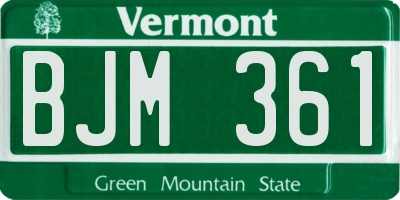 VT license plate BJM361