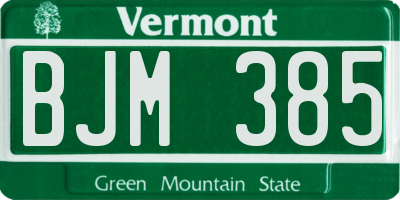 VT license plate BJM385