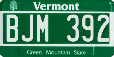 VT license plate BJM392