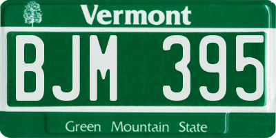 VT license plate BJM395