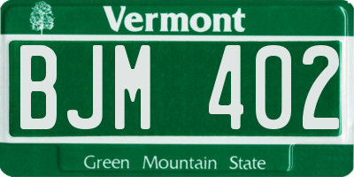 VT license plate BJM402