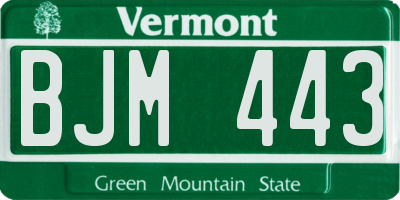 VT license plate BJM443