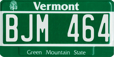 VT license plate BJM464
