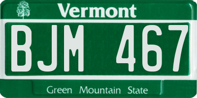 VT license plate BJM467