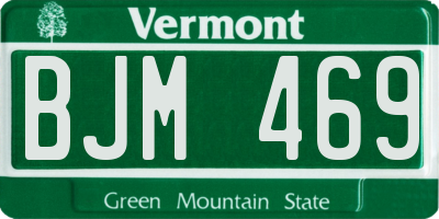 VT license plate BJM469