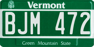VT license plate BJM472