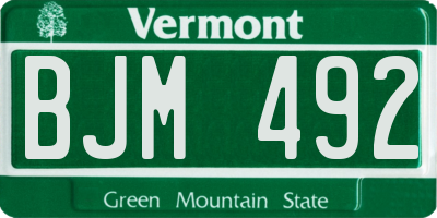 VT license plate BJM492