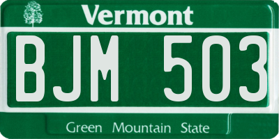 VT license plate BJM503