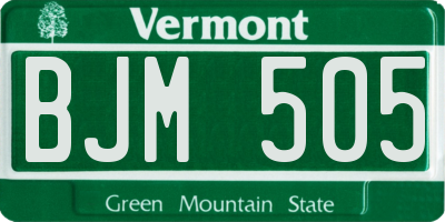 VT license plate BJM505