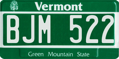 VT license plate BJM522