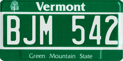VT license plate BJM542