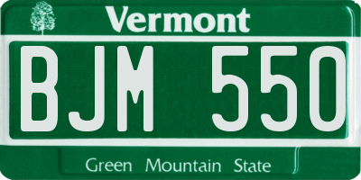 VT license plate BJM550