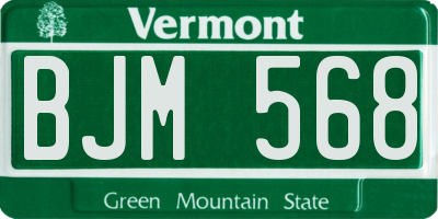 VT license plate BJM568