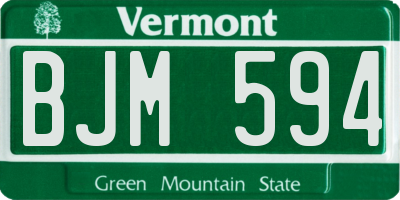 VT license plate BJM594