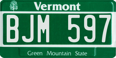VT license plate BJM597