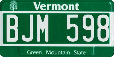 VT license plate BJM598