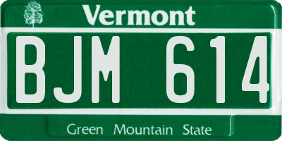VT license plate BJM614