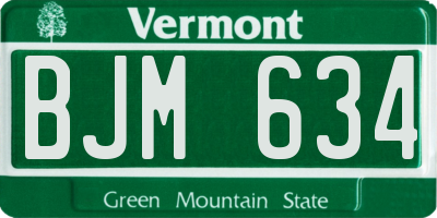 VT license plate BJM634