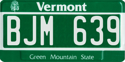 VT license plate BJM639