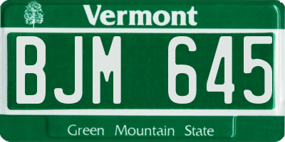 VT license plate BJM645