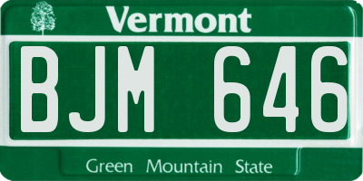 VT license plate BJM646