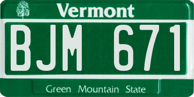 VT license plate BJM671