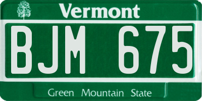 VT license plate BJM675