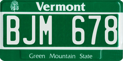 VT license plate BJM678