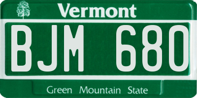 VT license plate BJM680