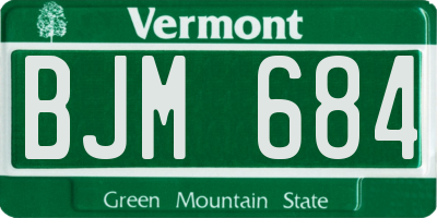 VT license plate BJM684